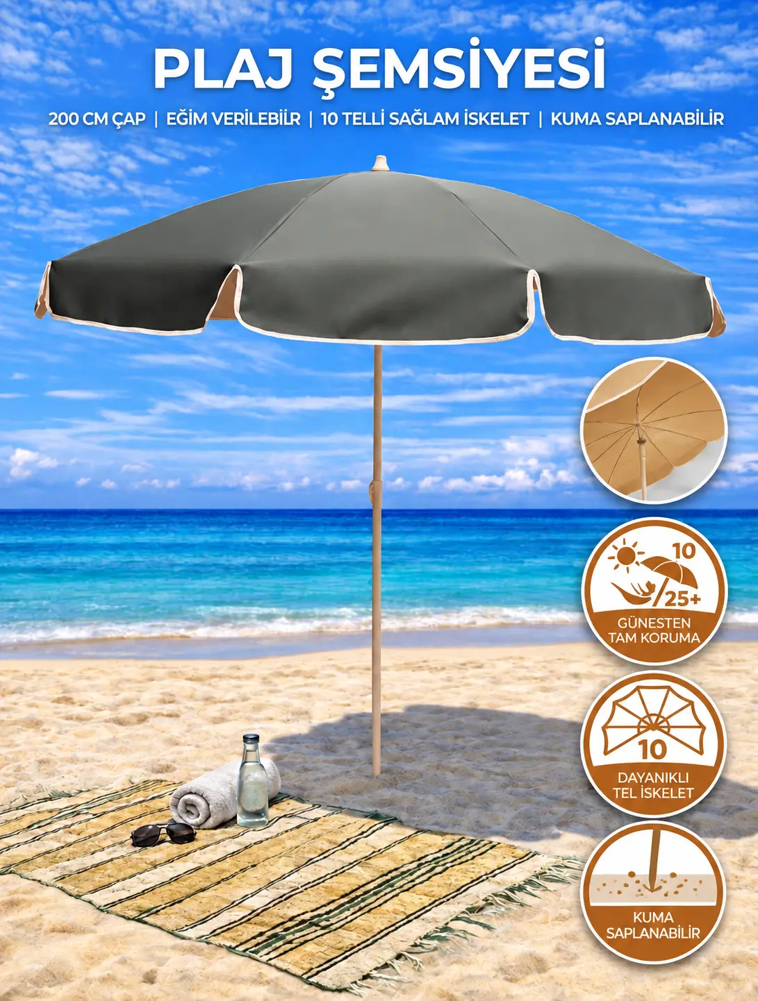 Form Outdoor Plaj Şemsiyesi - Antrasit