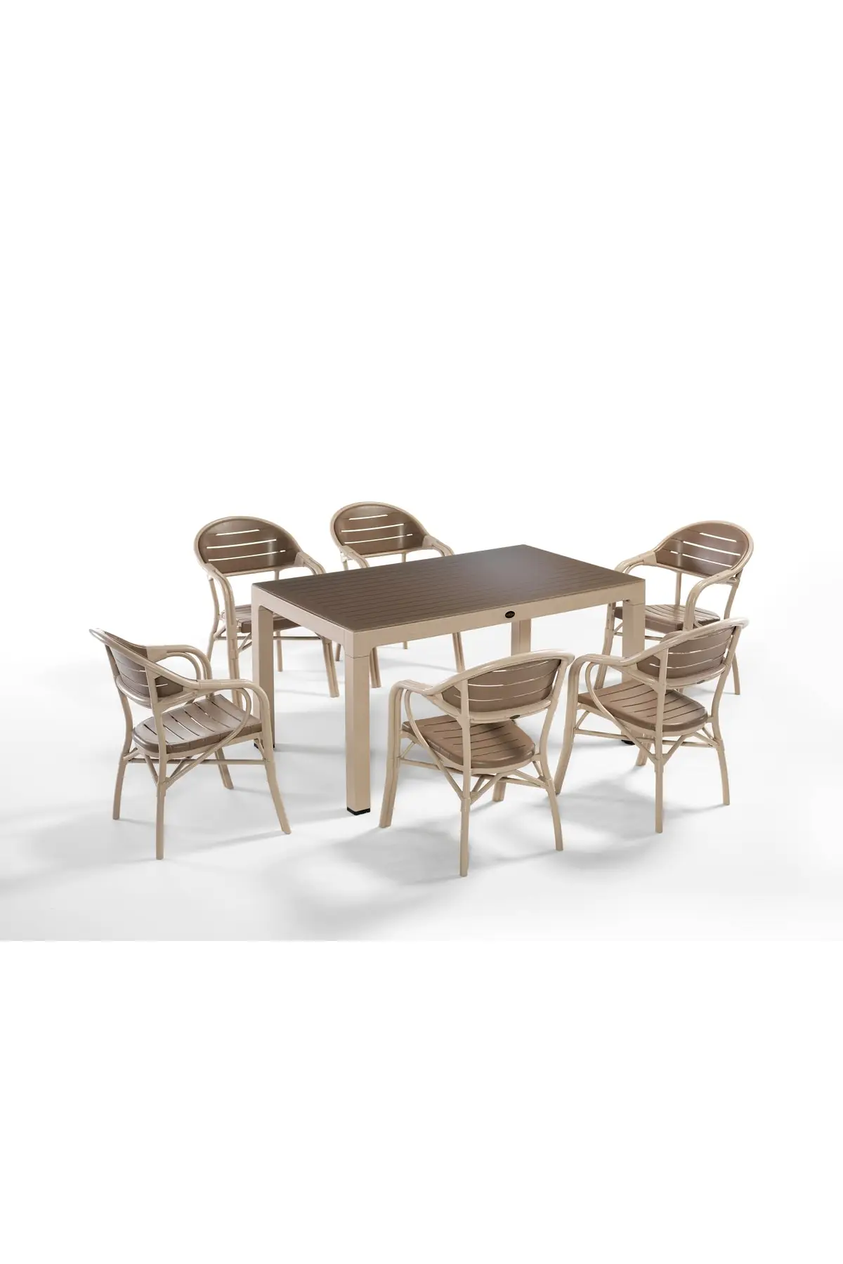 Bamboo 6 Sandalyeli Bahçe Masa Takımı(Cappuccino-Çöl Kahve)