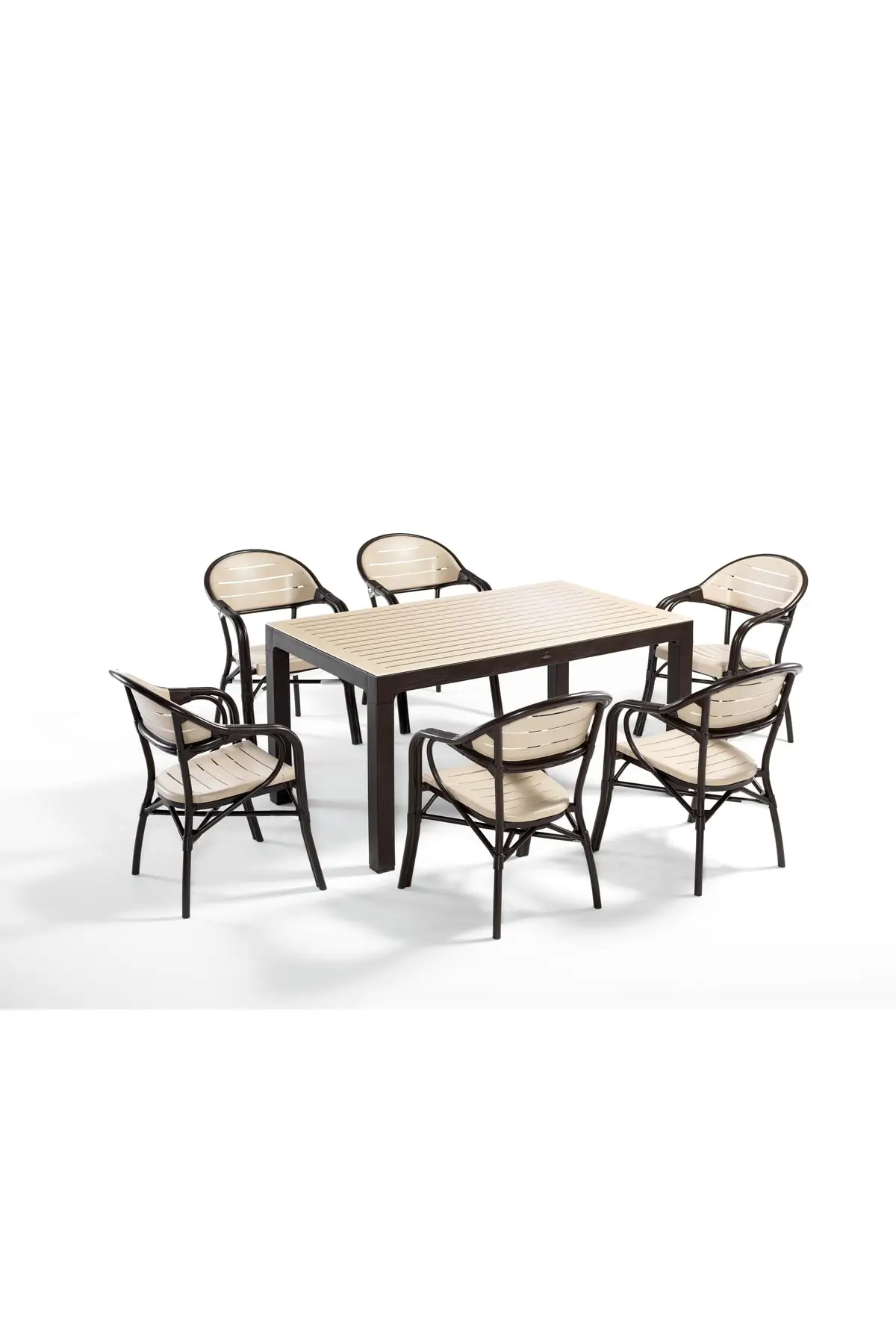 Bamboo 6 Sandalyeli Bahçe Masa Takımı(Kahve-Cappuccino)