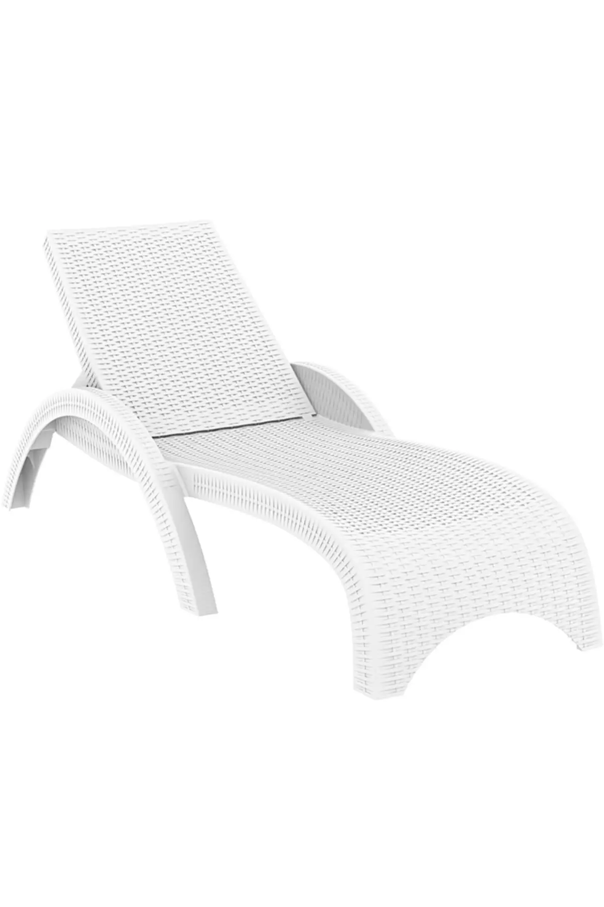 Fiji Rattan Şezlong Bahçe Teras Havuz Kenarı Şezlong Beyaz