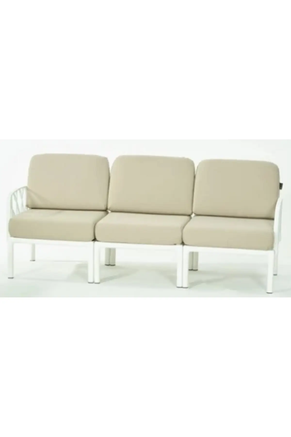 Garda Sofa 3'lü Koltuk Bej Minderli - Beyaz