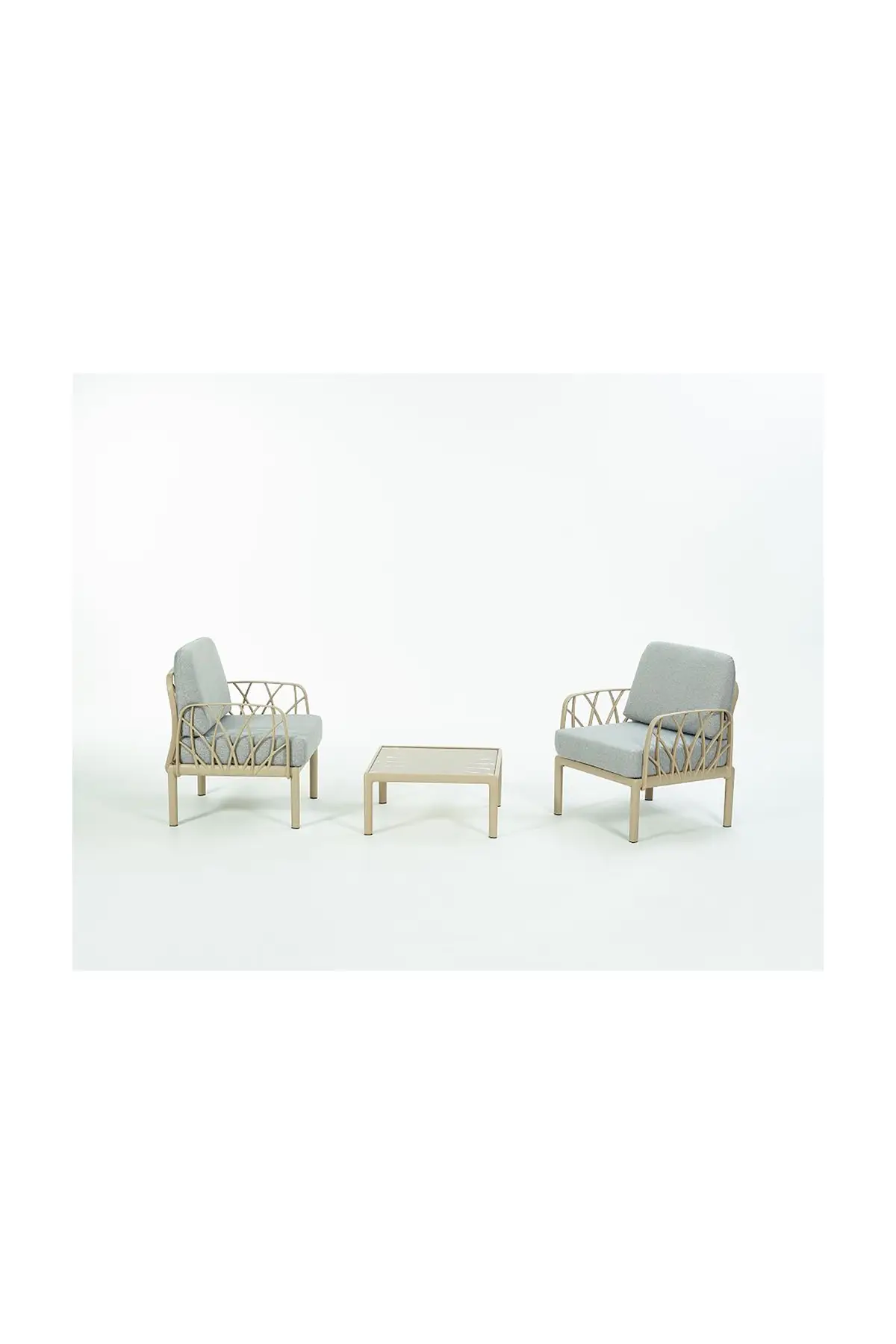 GARDA Sofa Set 1+1+Sehpa GRİ Minderli - Cappucino