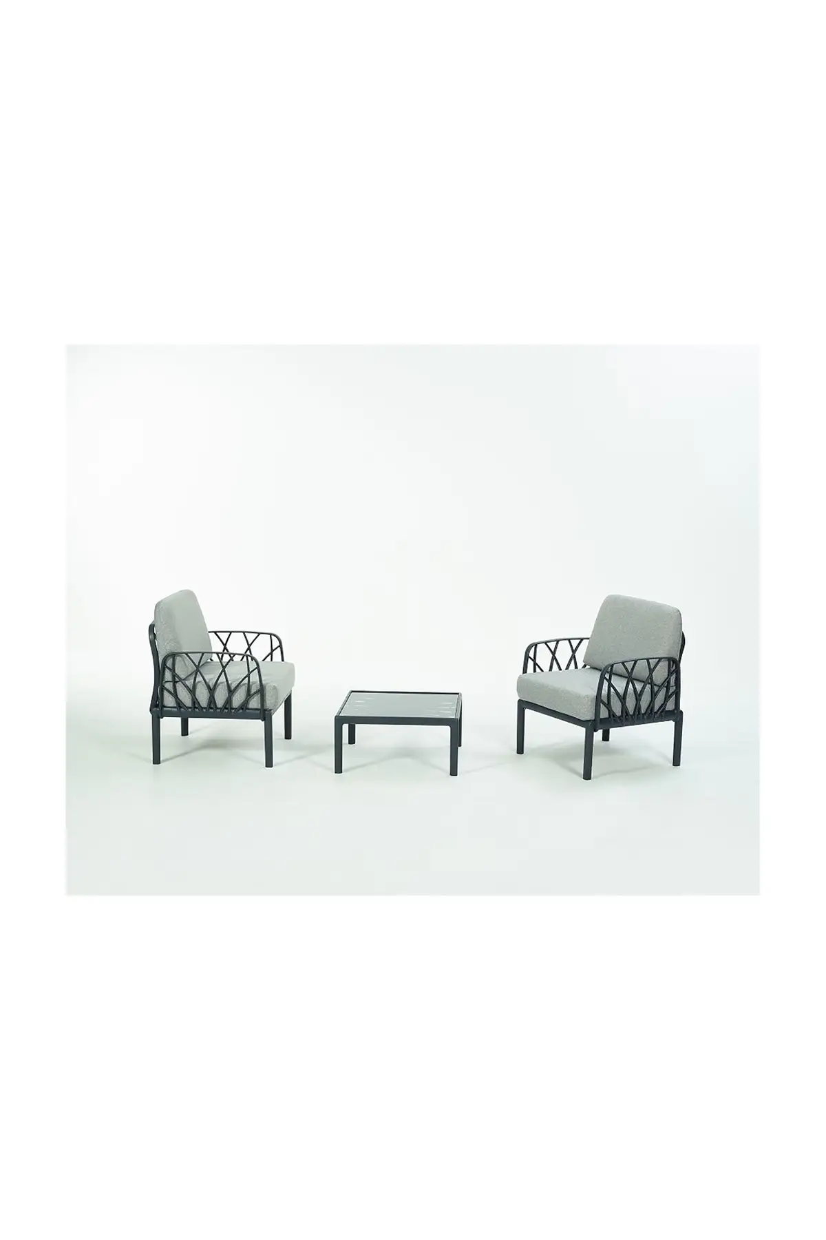 GARDA Sofa Set 1+1+Sehpa GRİ Minderli - Antrasit