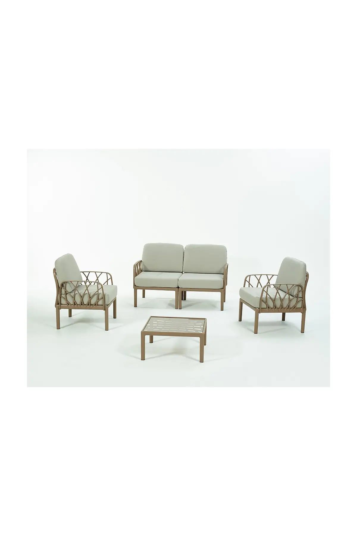 GARDA Sofa Set 2+1+1+Sehpa BEJ Minderli - Çöl Kahve