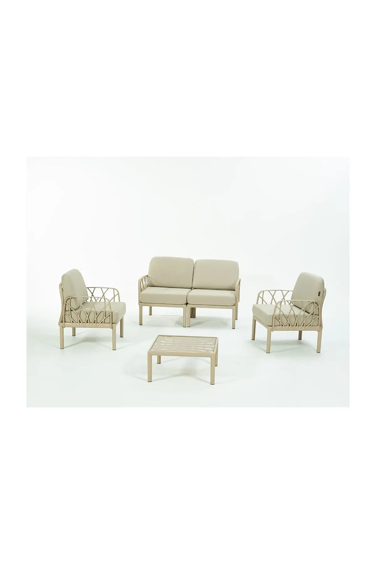 GARDA Sofa Set 2+1+1+Sehpa BEJ Minderli - Cappucino