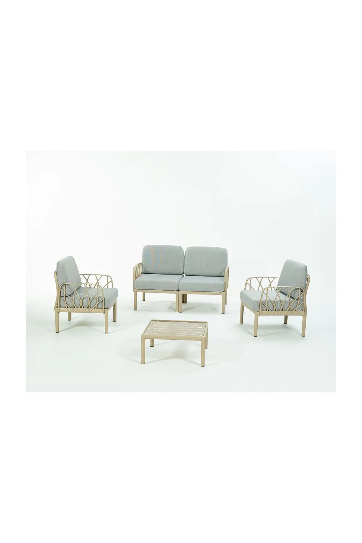 GARDA Sofa Set 2+1+1+Sehpa GRİ Minderli - Çok Renkli
