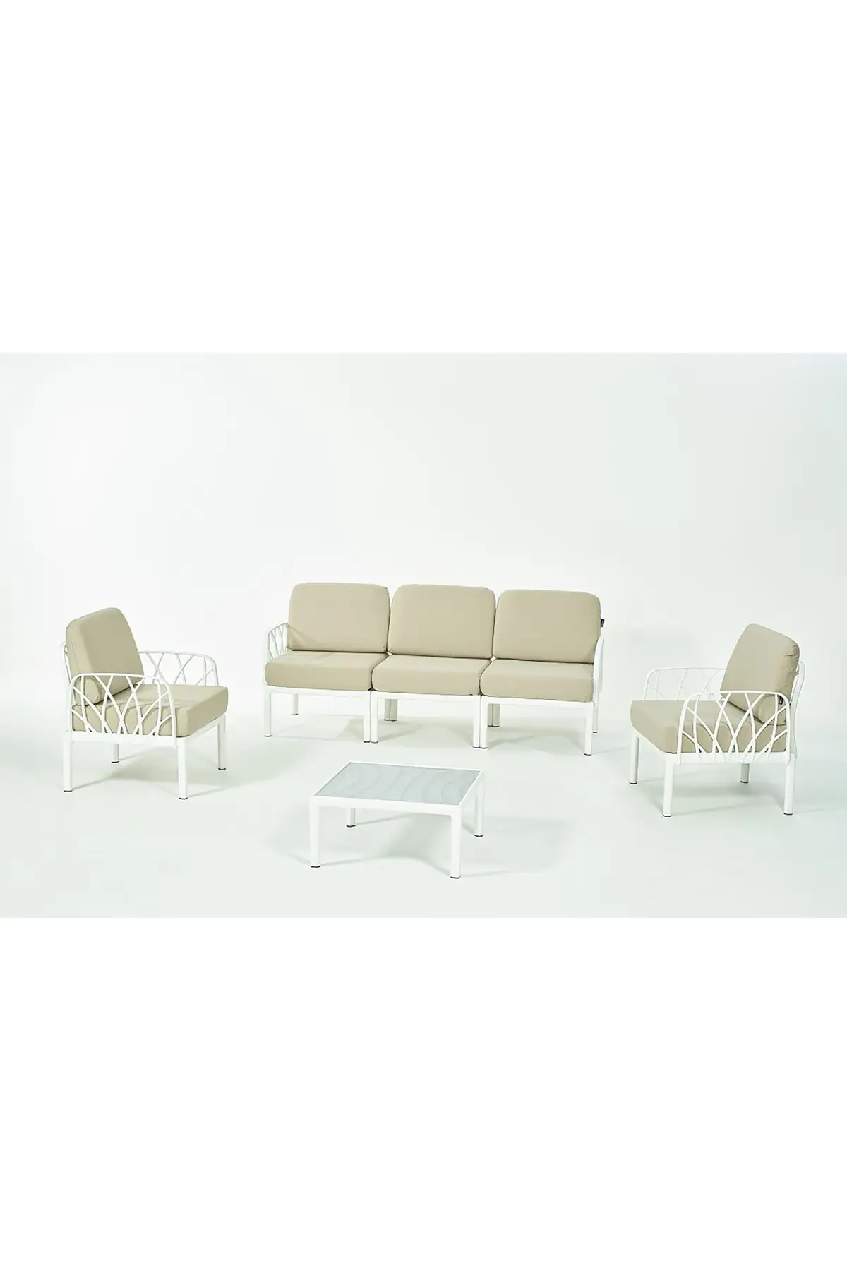 GARDA Sofa Set 3+1+1+Sehpa BEJ Minderli - Beyaz