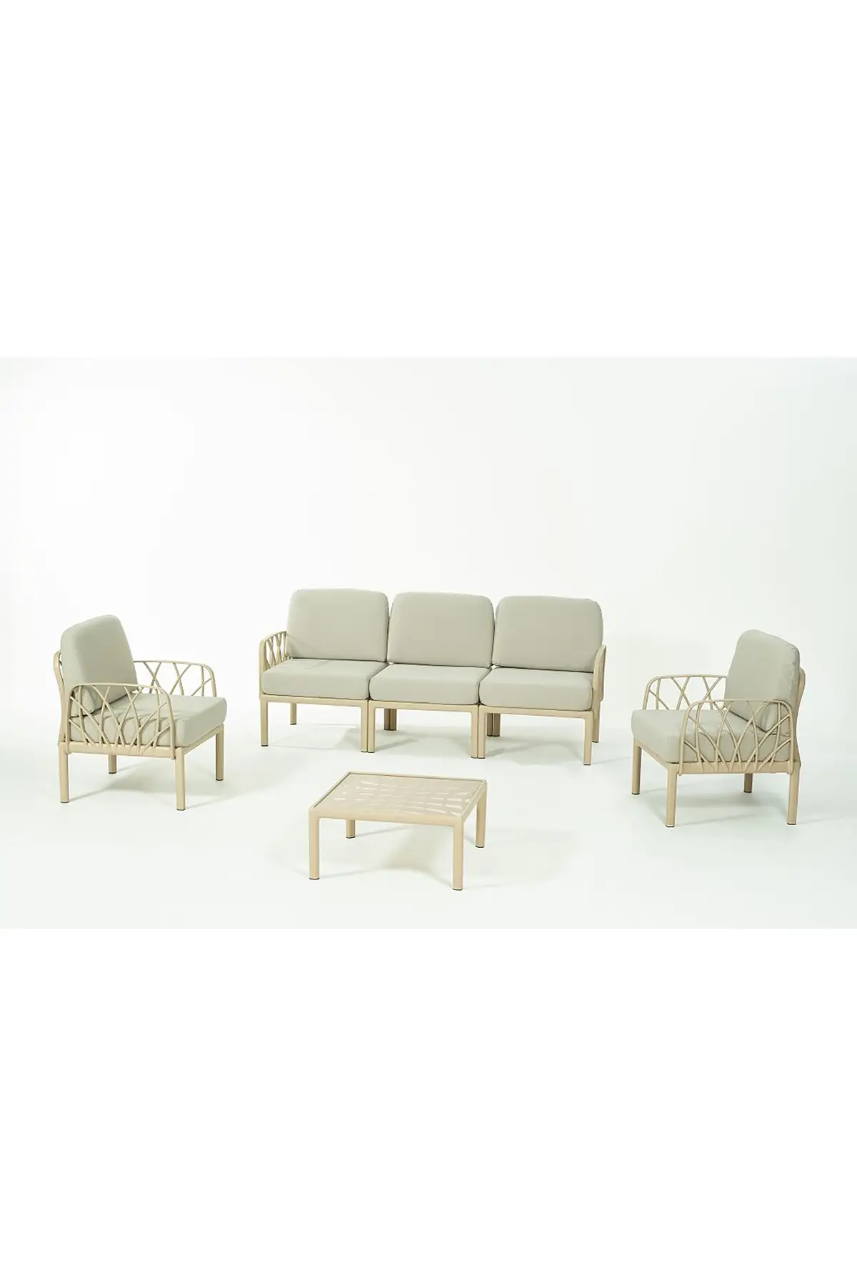 GARDA Sofa Set 3+1+1+Sehpa BEJ Minderli - Cappucino