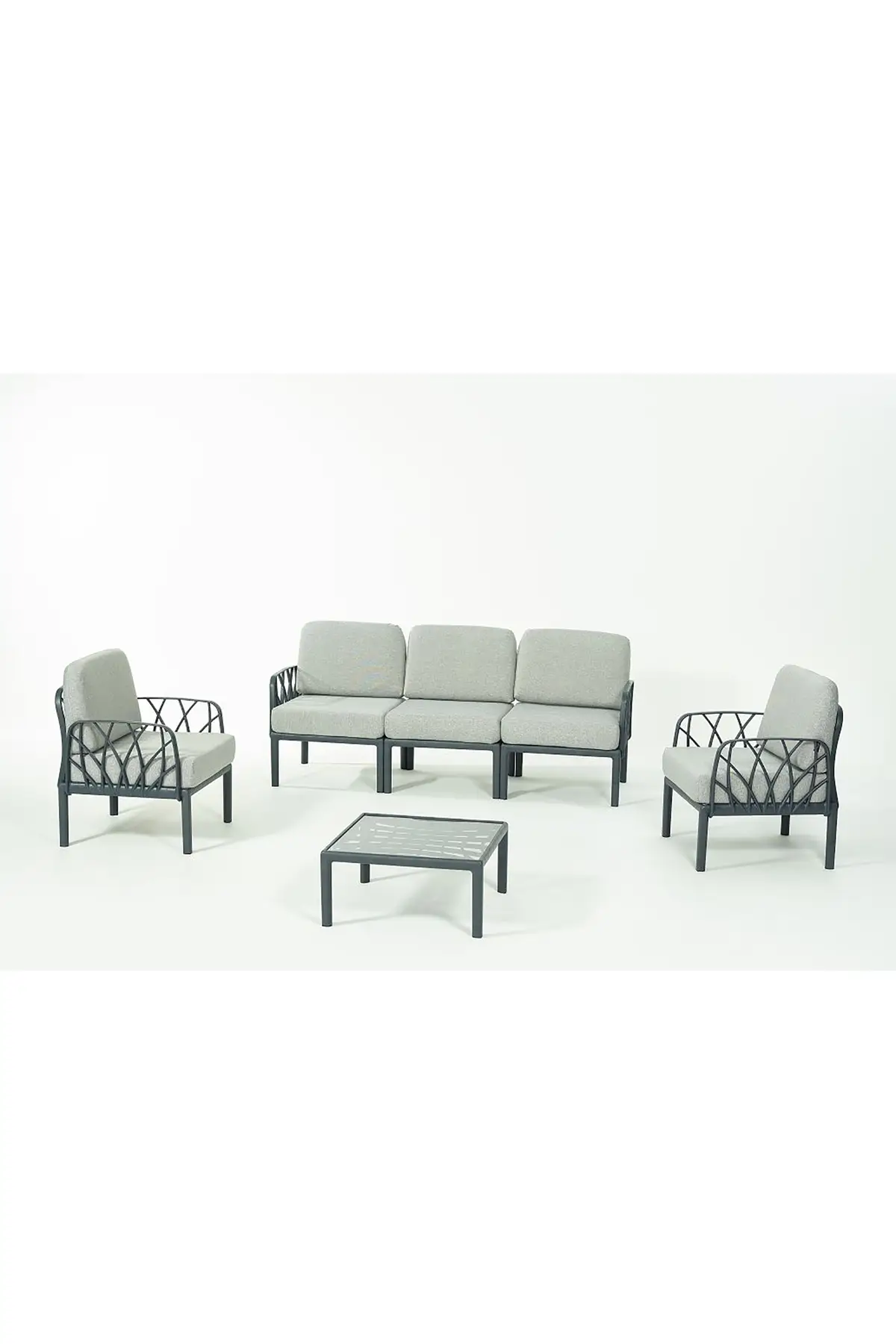 GARDA Sofa Set 3+1+1+Sehpa GRİ Minderli - Antrasit