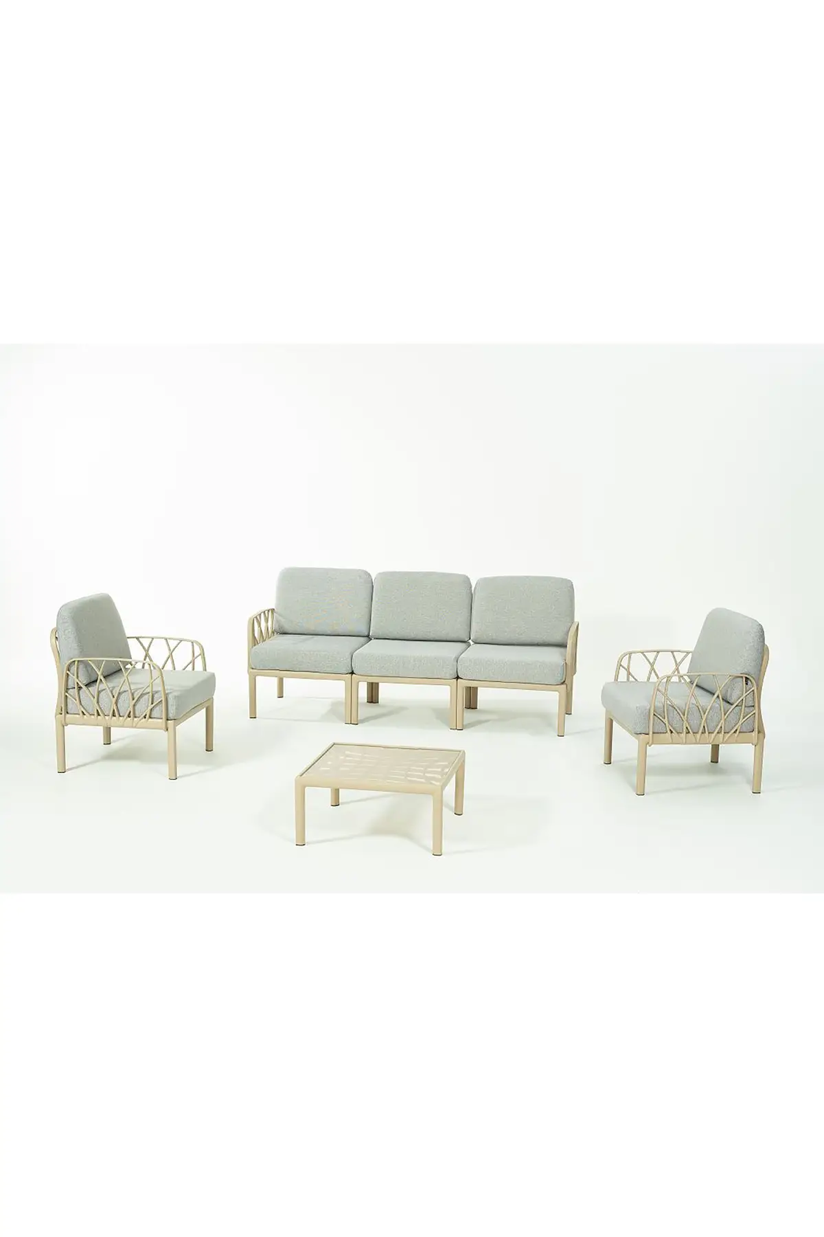 GARDA Sofa Set 3+1+1+Sehpa GRİ Minderli - Cappucino