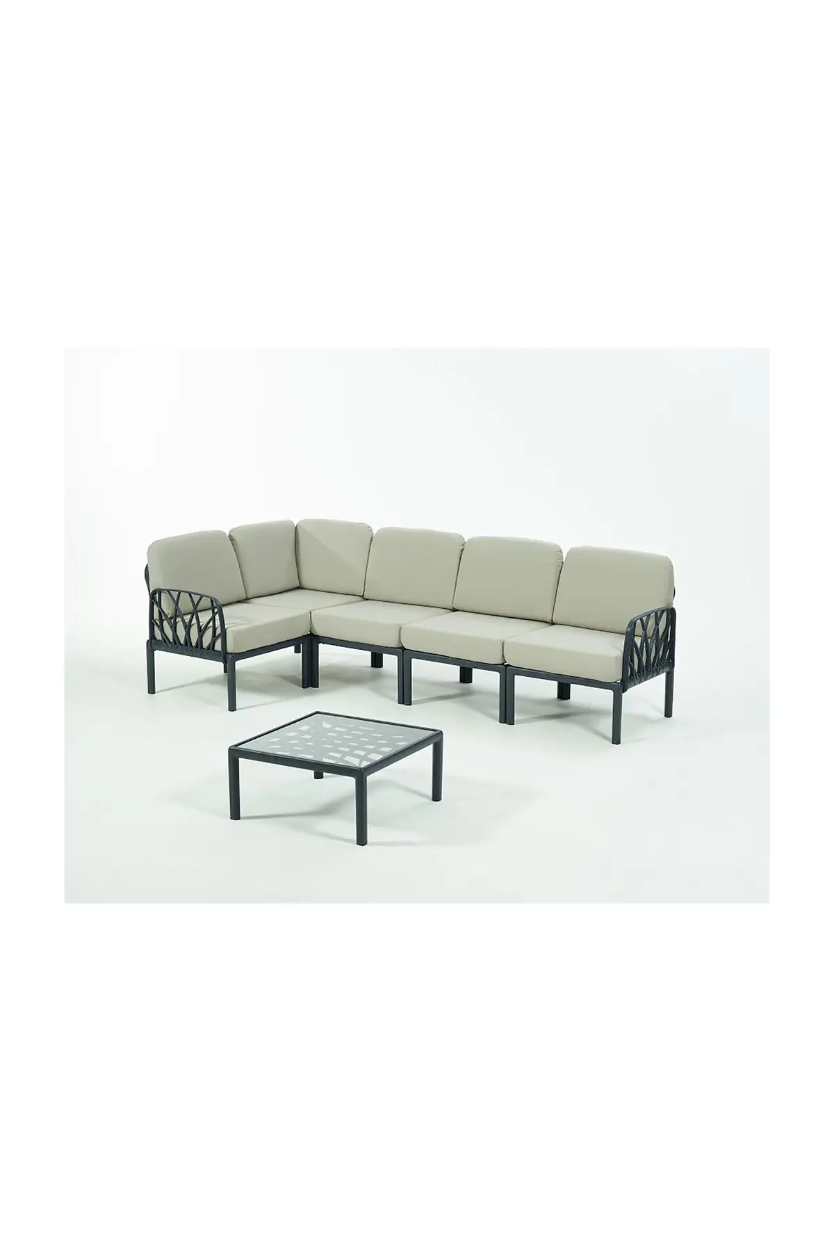 GARDA Sofa Set L Köşe + Sehpa BEJ Minderli - Antrasit