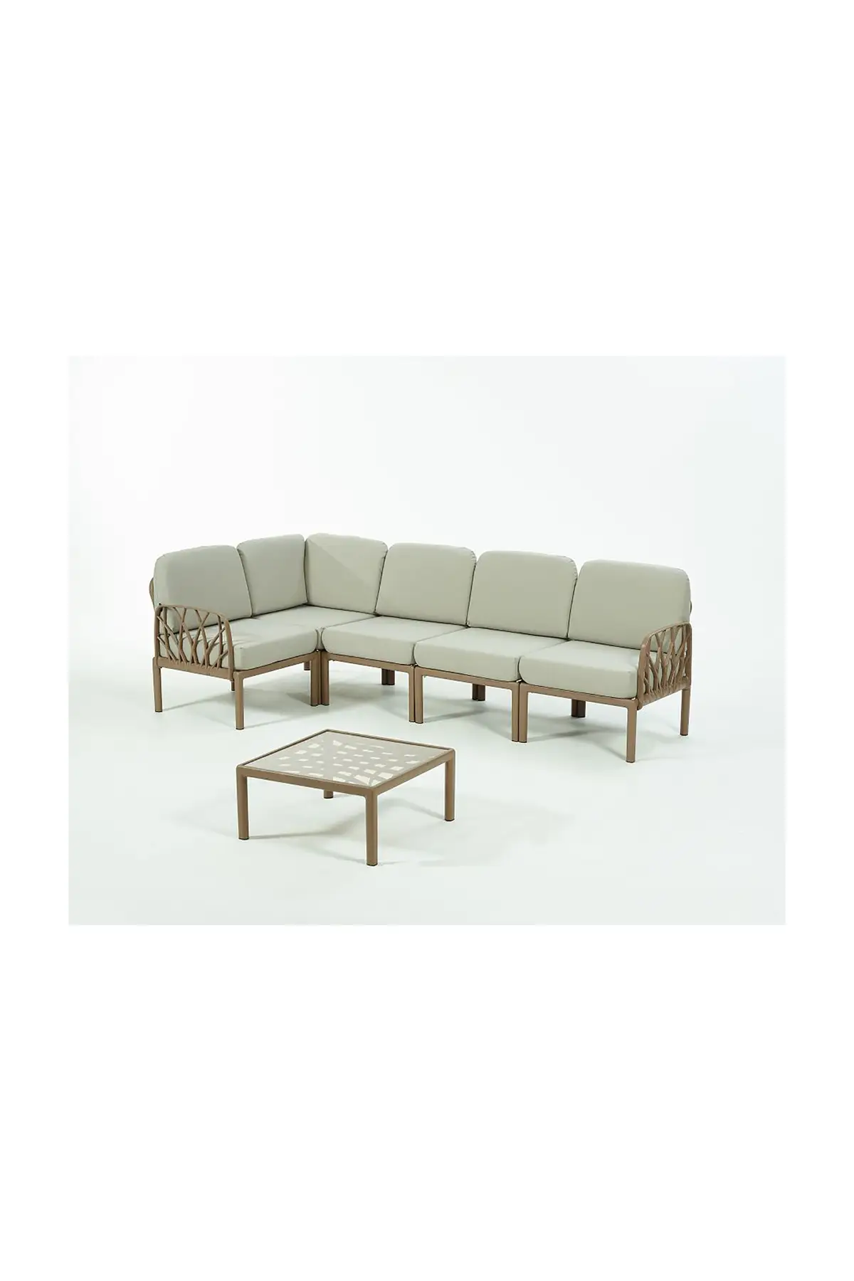 GARDA Sofa Set L Köşe + Sehpa BEJ Minderli - Çöl Kahve