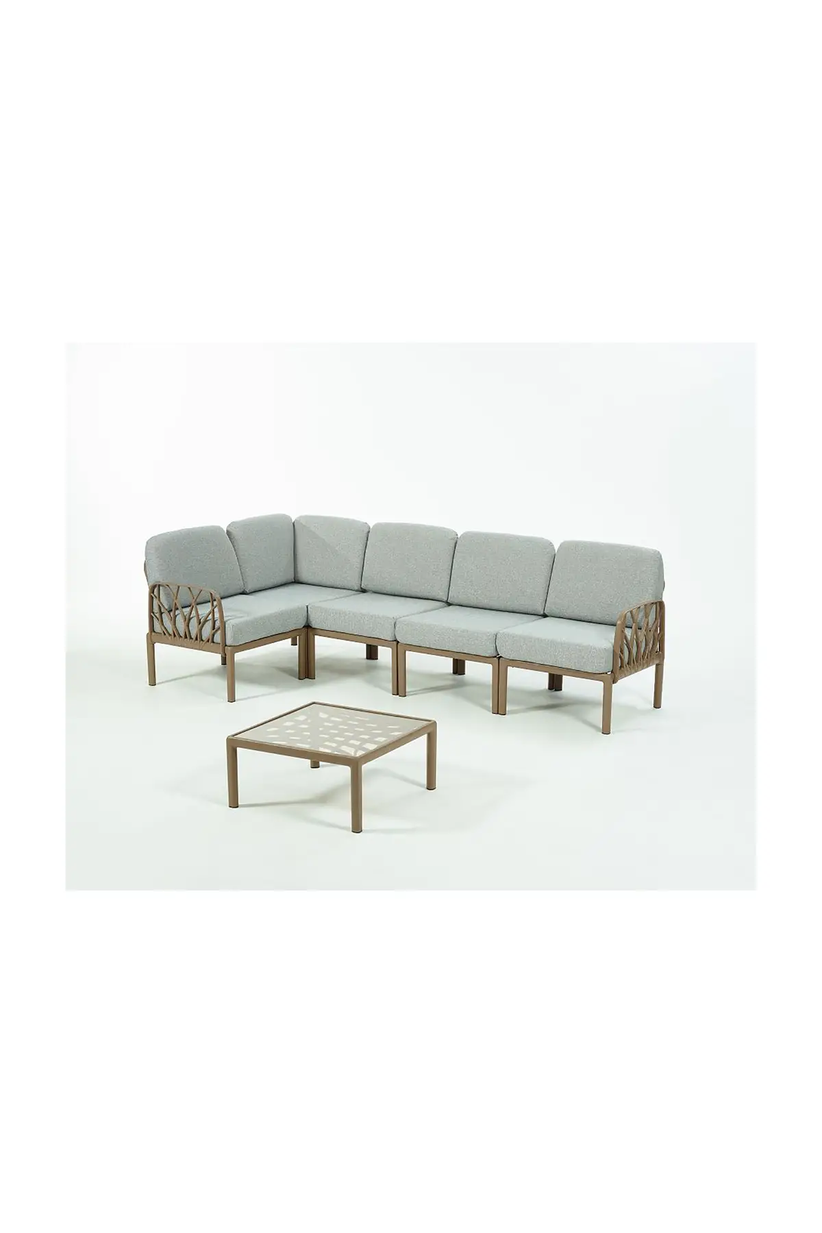 GARDA Sofa Set L Köşe + Sehpa GRİ Minderli - Çöl Kahve