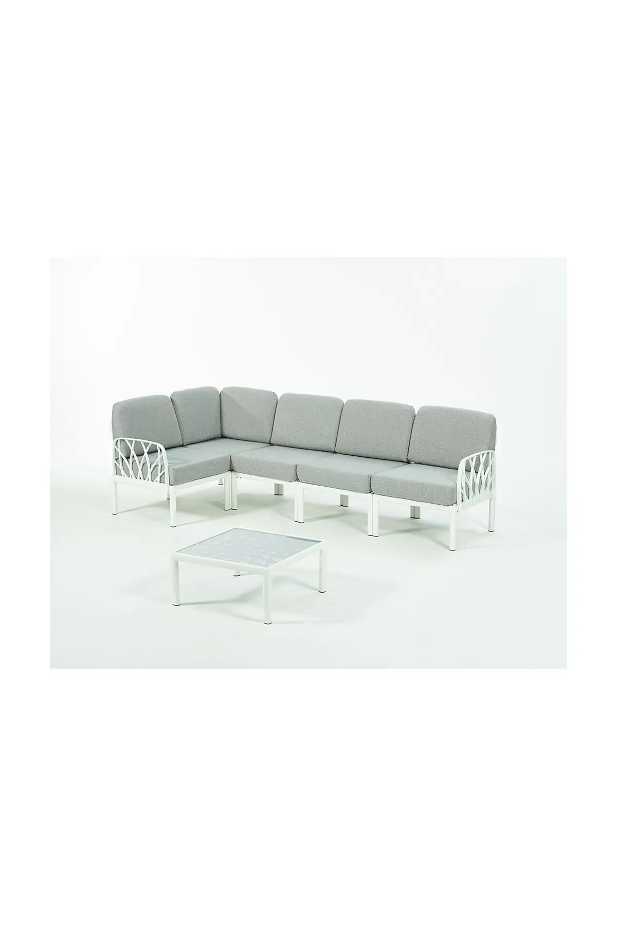 GARDA Sofa Set L Köşe + Sehpa GRİ Minderli - Beyaz