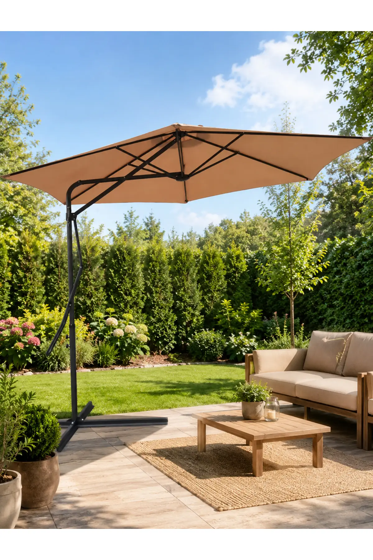 Garden Yandan Gövdeli Şemsiye + Plastik Altlık