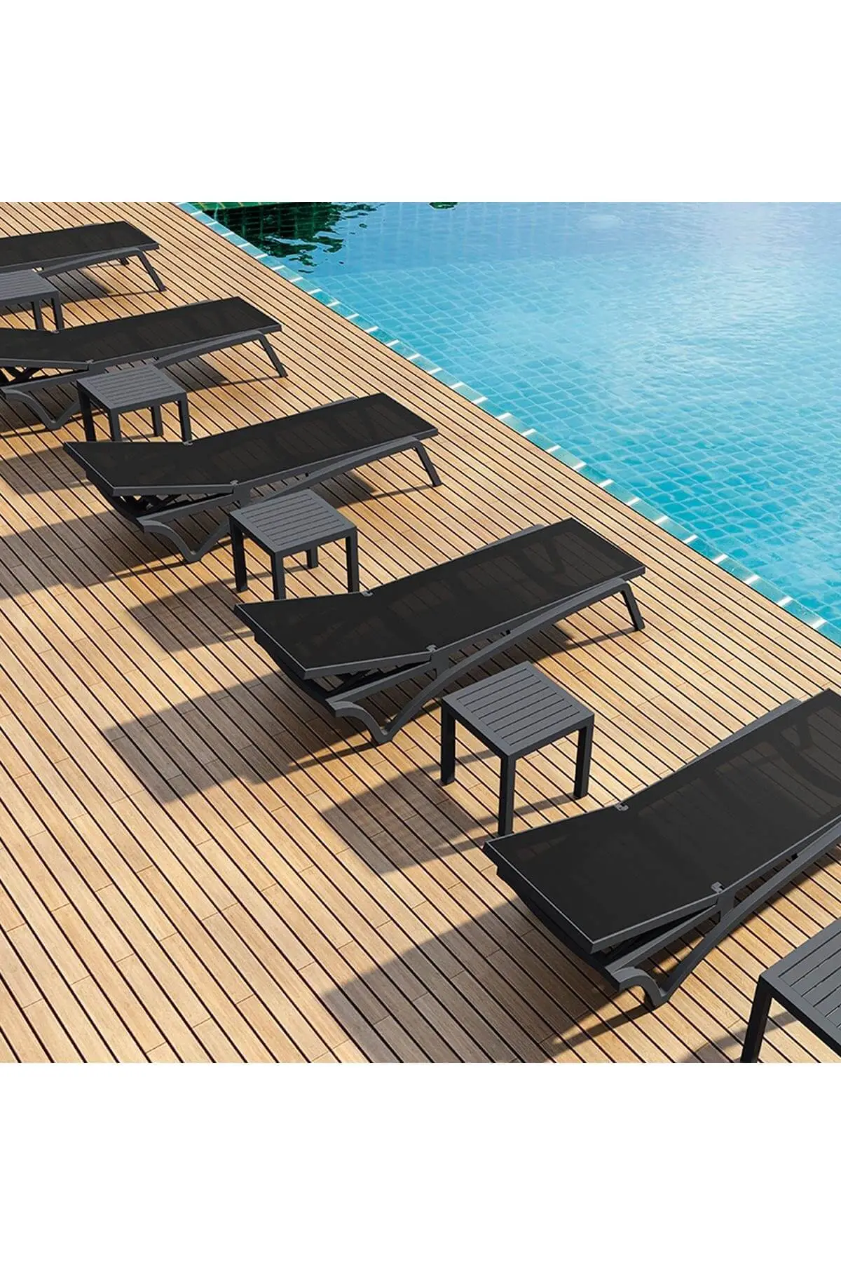 Pacific Şezlong - Balkon Bahçe Havuz Mobilyası - SİYAH-SİYAH