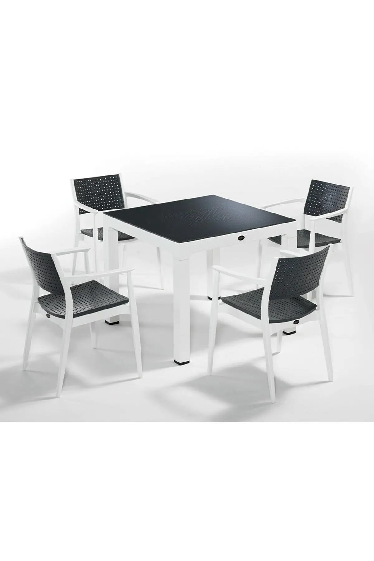 Seginus 4'lü Bahçe Takımı Camlı Set - Beyaz/Antrasit