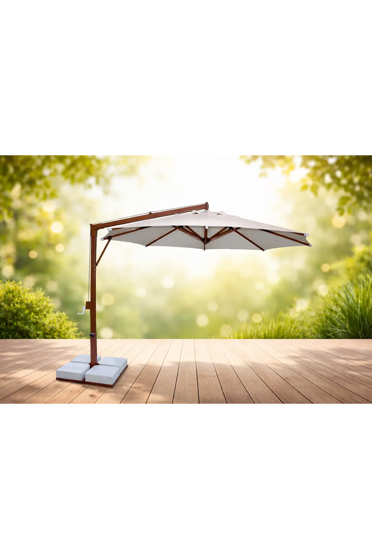 Sun Pole Yuvarlak Şemsiye 300/8 KREM - Mermerli Metal Altlıklı
