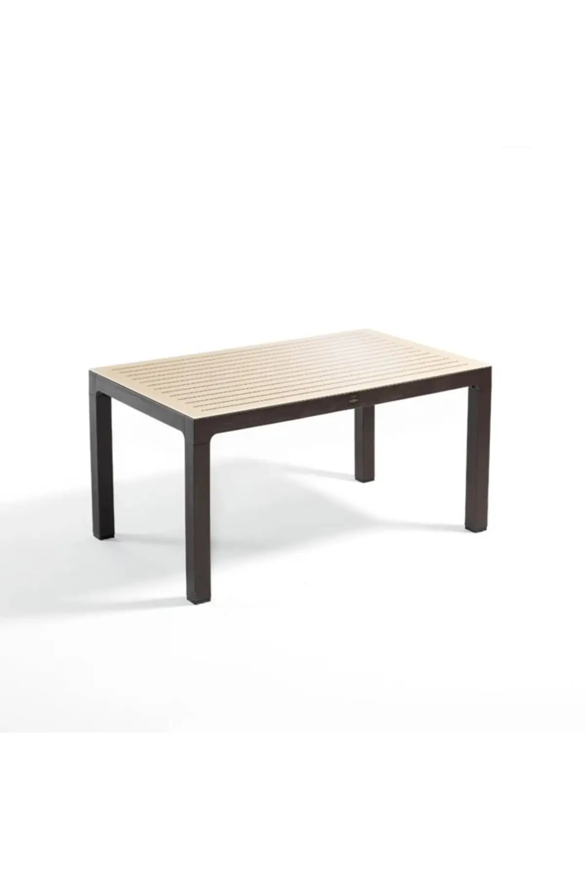 Wood Masa 90x150 Çizgili Regnum Camlı Masa (Kahve-Cappucino)