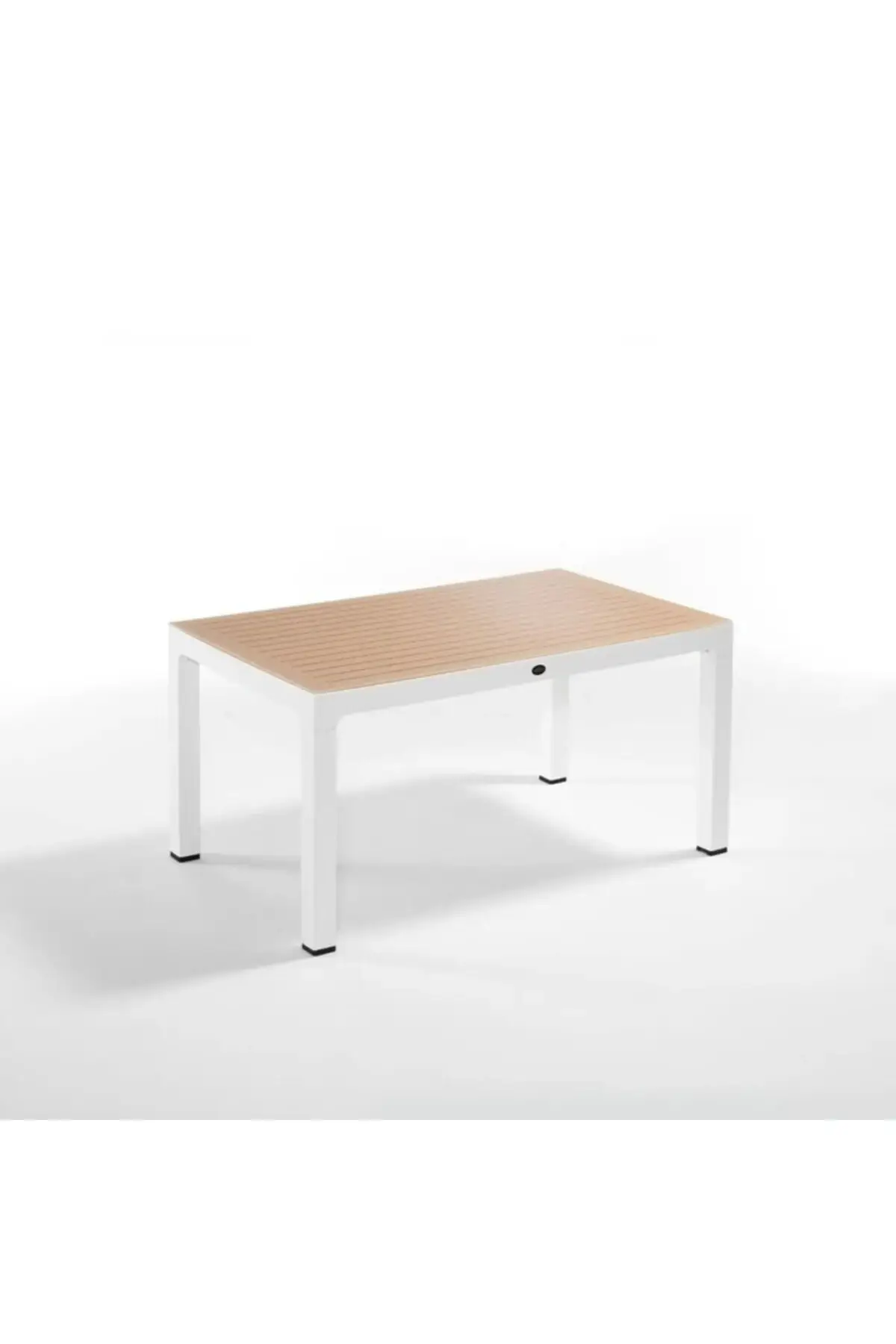 Wood Masa 90x150 Çizgili Regnum Camlı Masa (Kahve-Cappucino) - Bej