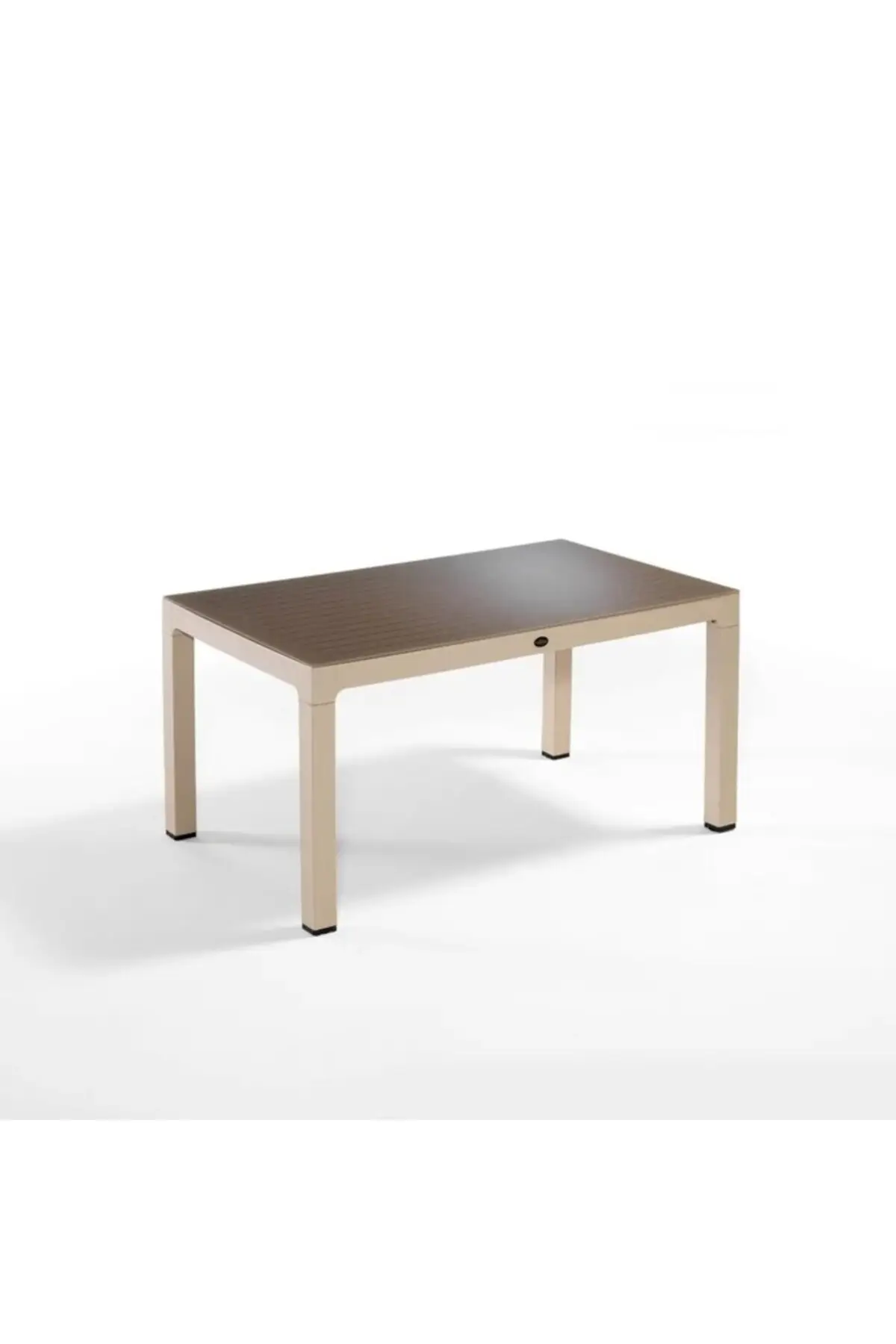 Wood Masa 90x150 Çizgili Regnum Camlı Masa (Kahve-Cappucino) - Kahverengi
