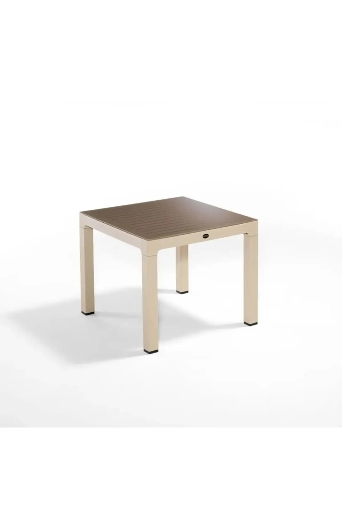 Wood Masa 90x90 Çizgili Seginus Camlı Masa (Cappucino-Çöl Kahve)