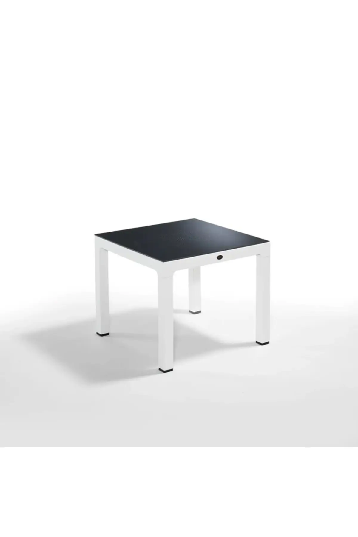Wood Masa 90x90 Noktalı Seginus Camlı Masa (Beyaz-Antrasit)