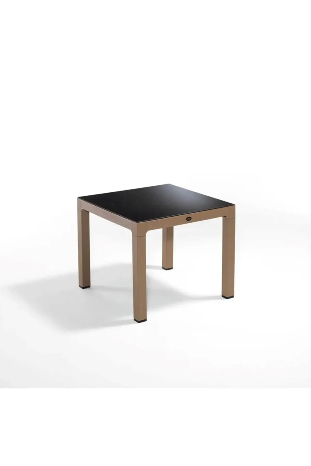 Wood Masa 90x90 Noktalı Seginus Camlı Masa (Beyaz-Antrasit) - Çöl Kahve-Kahverengi