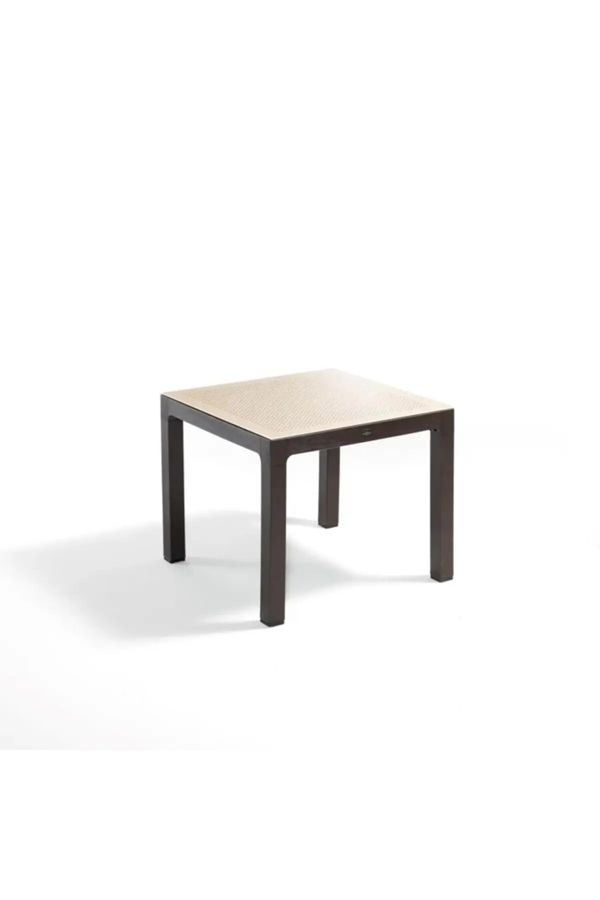 Wood Masa 90x90 Noktalı Seginus Camlı Masa (Beyaz-Antrasit) - Kahverengi-Cappucino